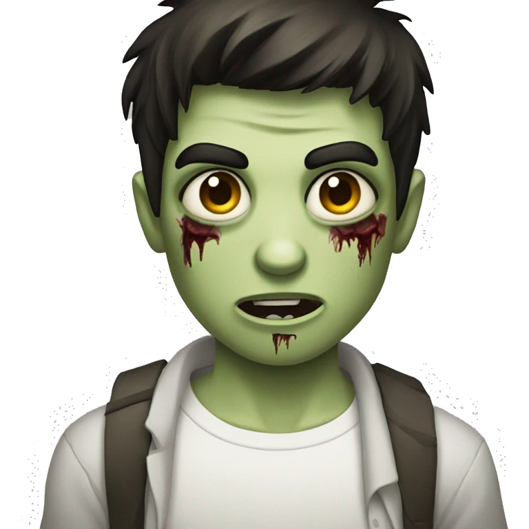 teen boy zombie with dark hair and white shirt emoji