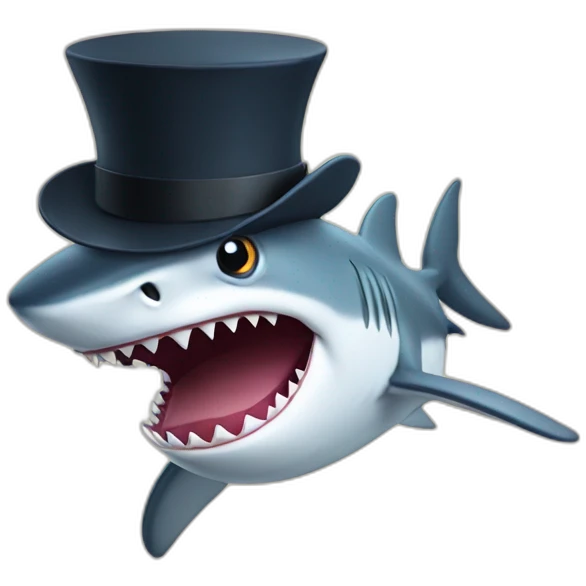 Shark with a top hat emoji