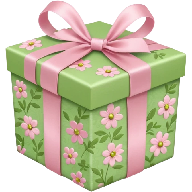 light green and light pink floral gift box emoji