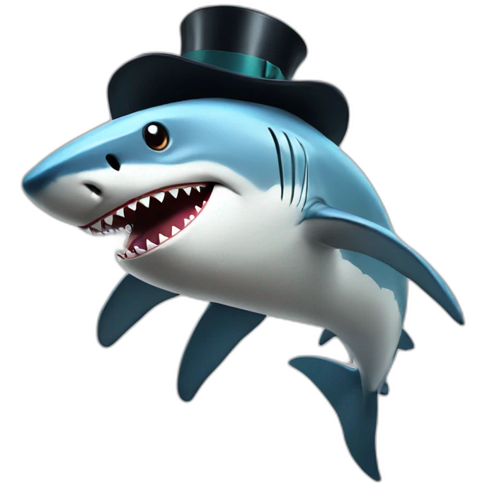 Shark with a top hat emoji