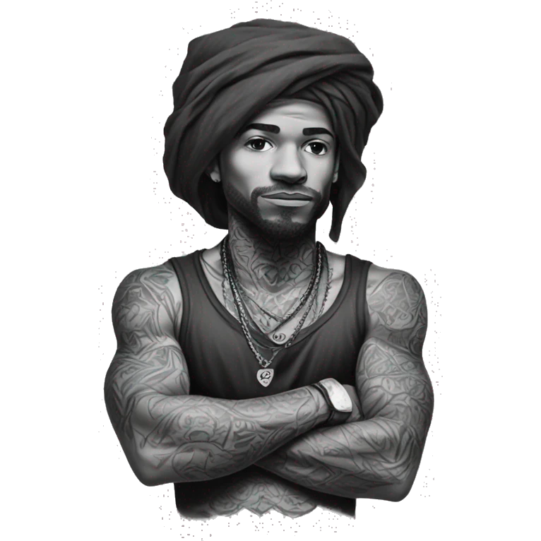 bandana arms crossed cool tattoos emoji