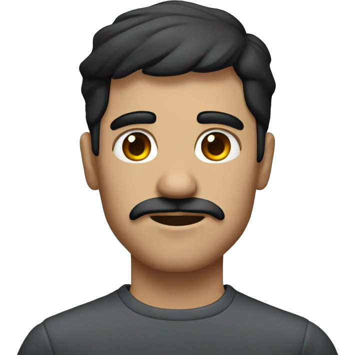 dark hair dark eye man with short mustache  emoji