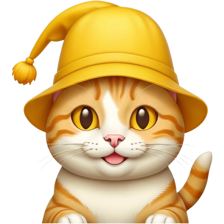Cheese cat wearing a yellow hat emoji