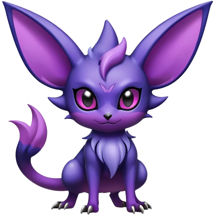 Shiny Dark-gradient Exotic Badass Royal Mysterious Gothic Noibat-Espeon-Pokémon-Fakémon-hybrid-creature (full body) emoji