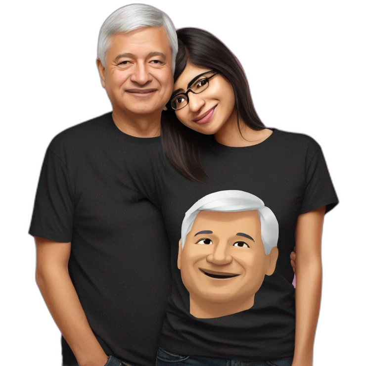 Mia khalifa neckline tshirt hugging to Andres Manuel Lopez Obrador fronted emoji