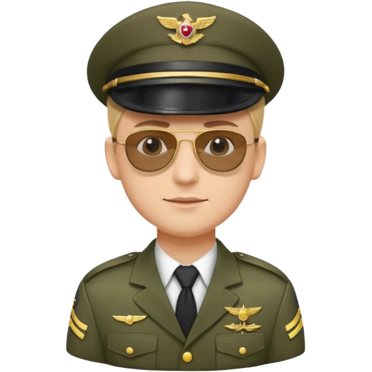 Officer with peaked cap + aviator sunglasses, half body emoji