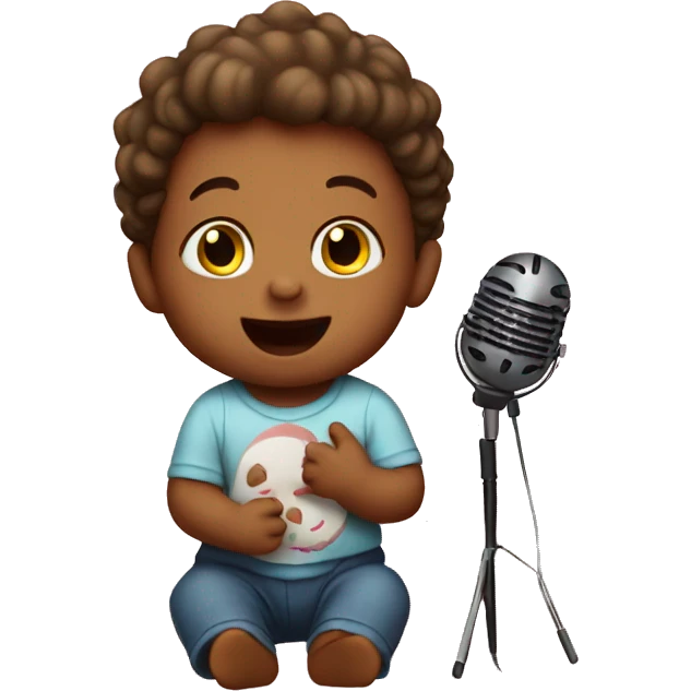 A singing baby on stage having his first talent emoji