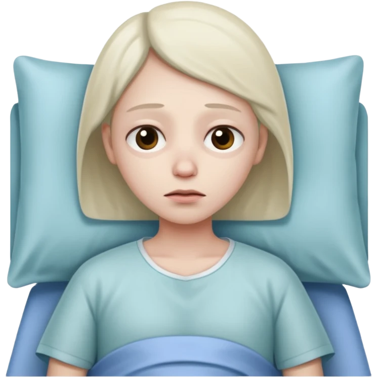 sad patient in hospital bed emoji