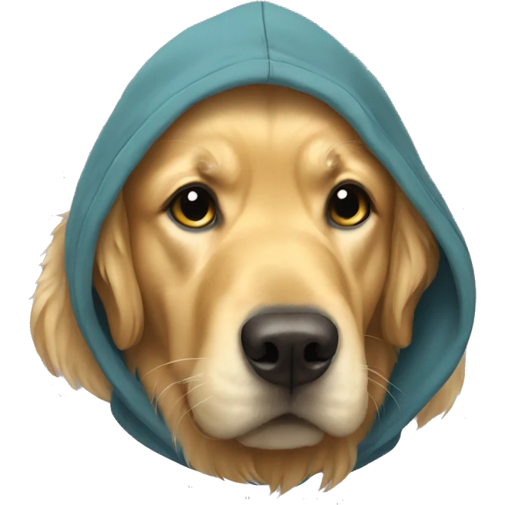 Golden retriever wearing a hoodie emoji