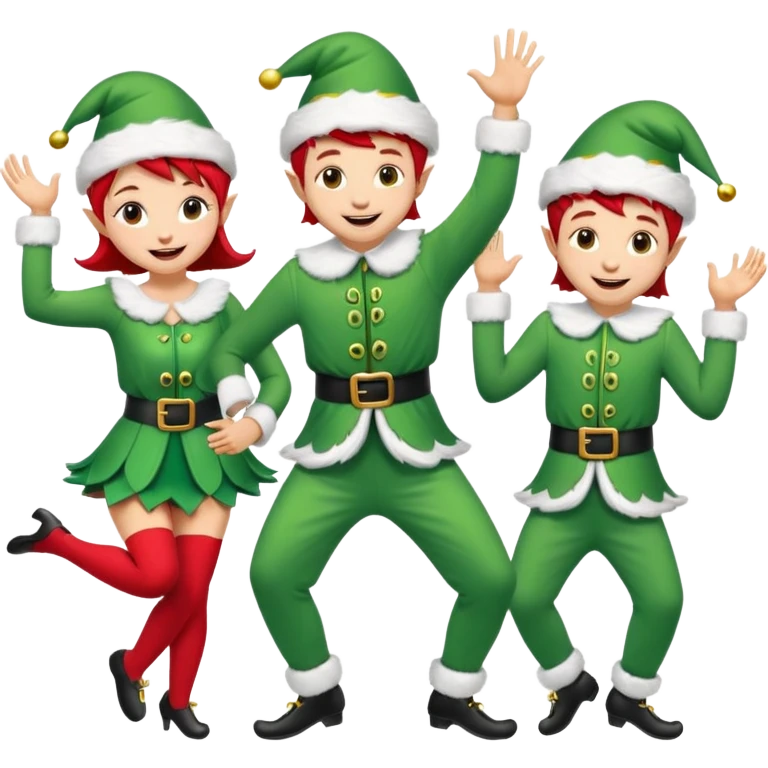 multipal dancing male and female Christmas elves  emoji