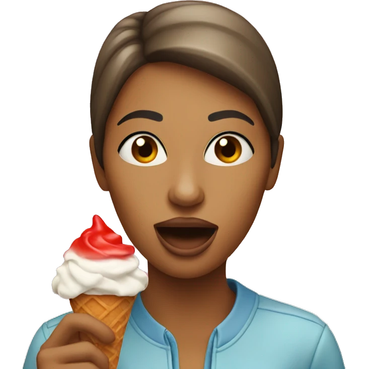 Woman eating icecream with a red cone  emoji