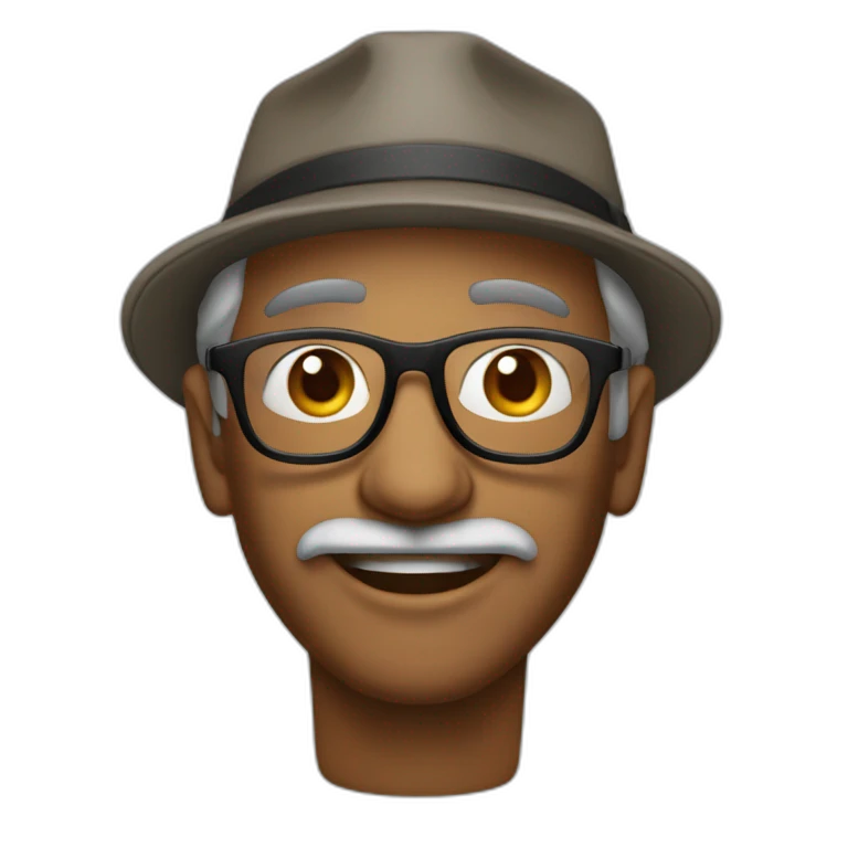 Hombre 60 años con pelo negro gafas i gorra emoji