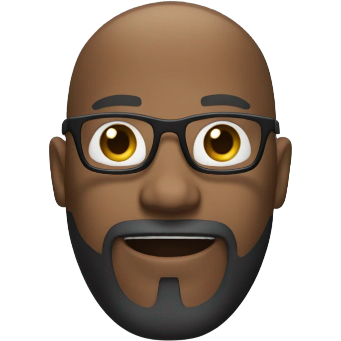 black man with a bald head, glasses, a beard, and a goatee hands in the air? emoji