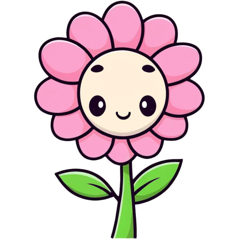 Cute pink flower that has an adorable face emoji