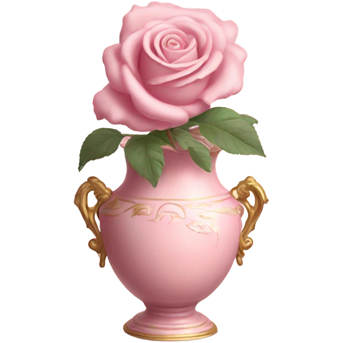 Rose in soft pink rococo vase emoji