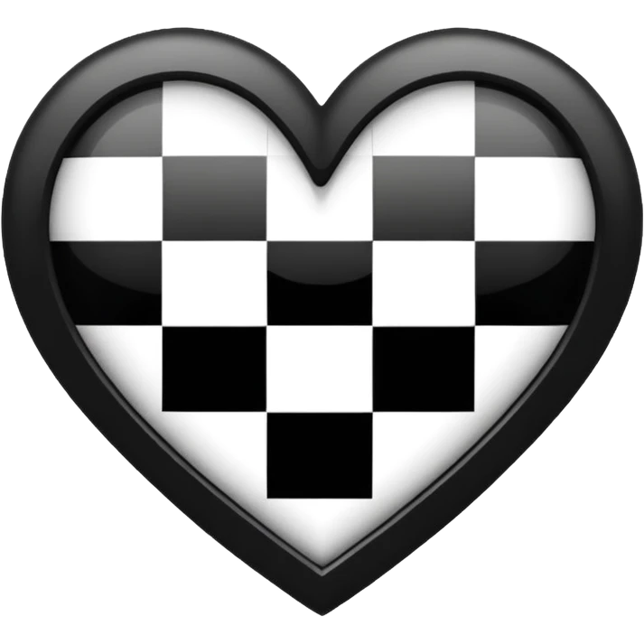 Black and white checker heart  emoji