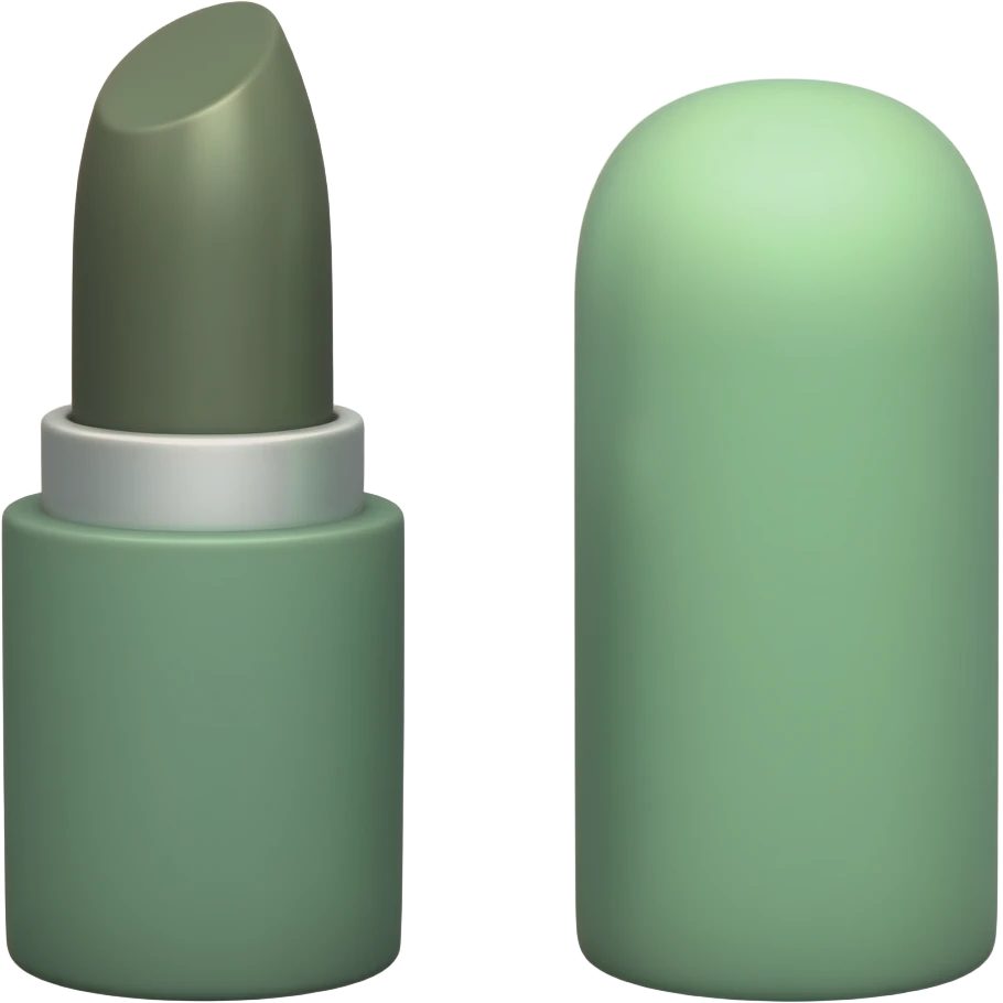 lipstickт with dark olive green, soft sage green, emoji