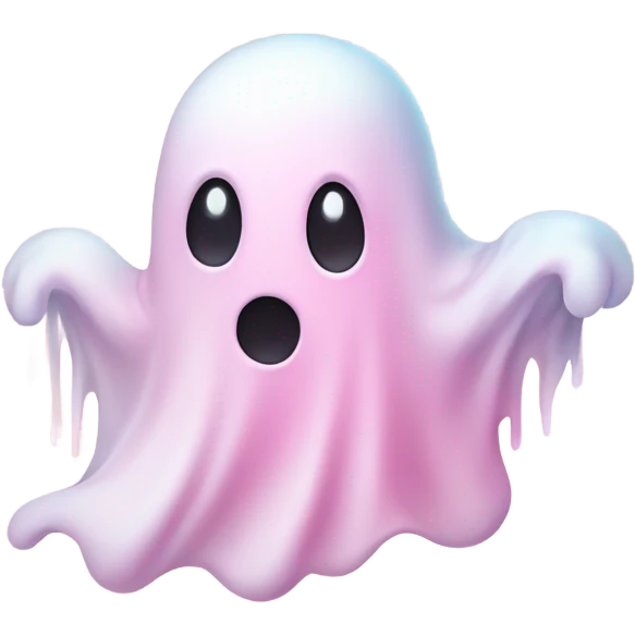 cutesy pastel pink ghost with clouds emoji