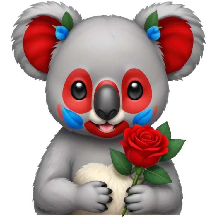 koala with a cold and a rose in the hands emoji