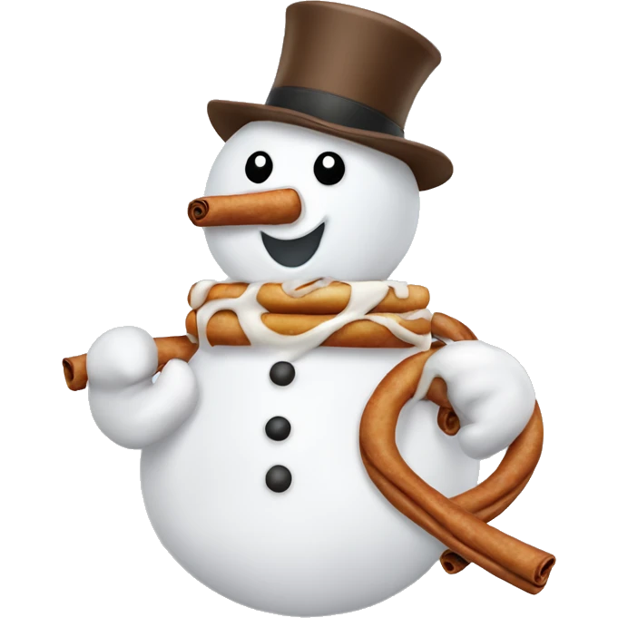 snowman eating cinnamon roll emoji