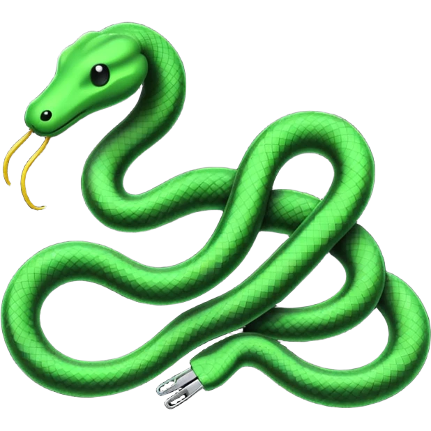 Minimalist emoji-style sticker of a bent paperclip shaped like a snake, wrapping onto itself. Thin black silhouette, no texture. emoji