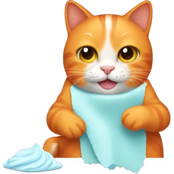 Orange Cat doing skincare  emoji