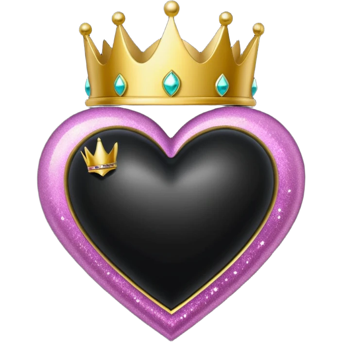 Black Heart and crowns with glitter and the words boss bitch emoji