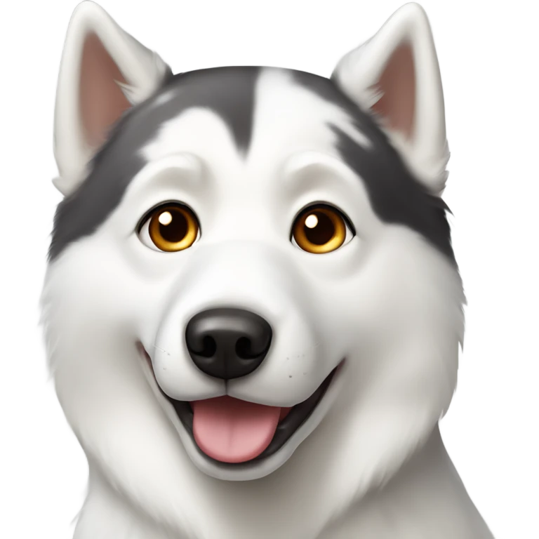 white husky dog with brown spots and black around eyes emoji