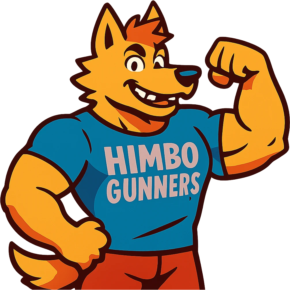 muscular furry character wearing a t-shirt that says 'Himbo Gunners' emoji