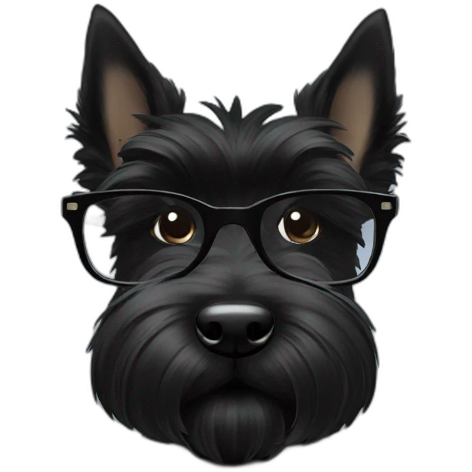 black kid Scottish terrier glasses black emoji