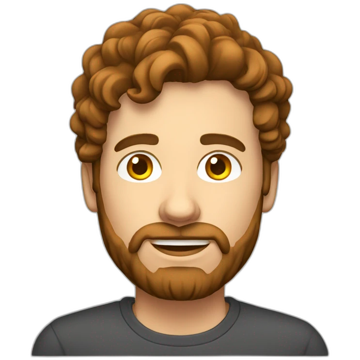 a guy with wavy brown hair and light beard typing on pc  emoji