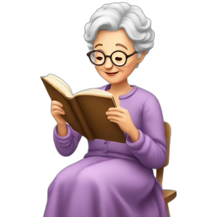 Young Sweet Granny reading a book emoji