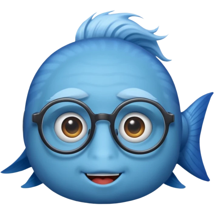 glassess wearing fish with hair emoji