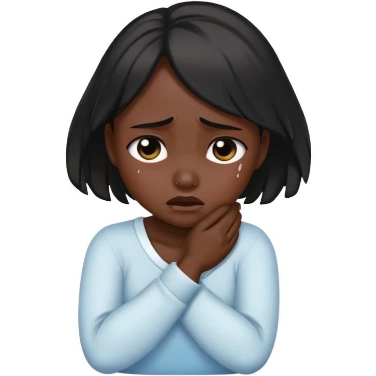 crossing arms holding neck crying girl black emoji