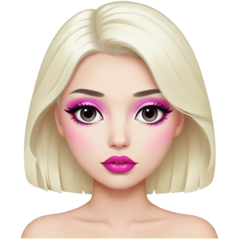 Person with platinum blonde hair, pink lips, and heavy makeup emoji
