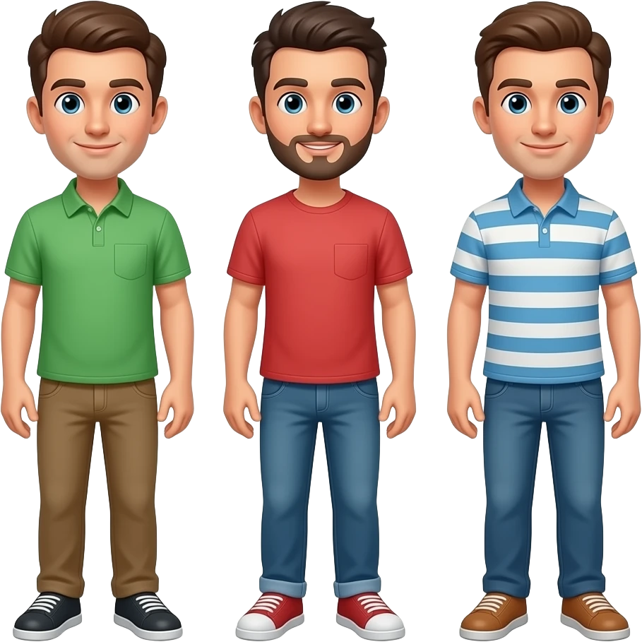 3 amigos, all guys emoji