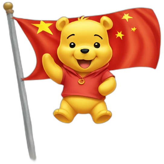 Winnie the pooh with china country flag emoji