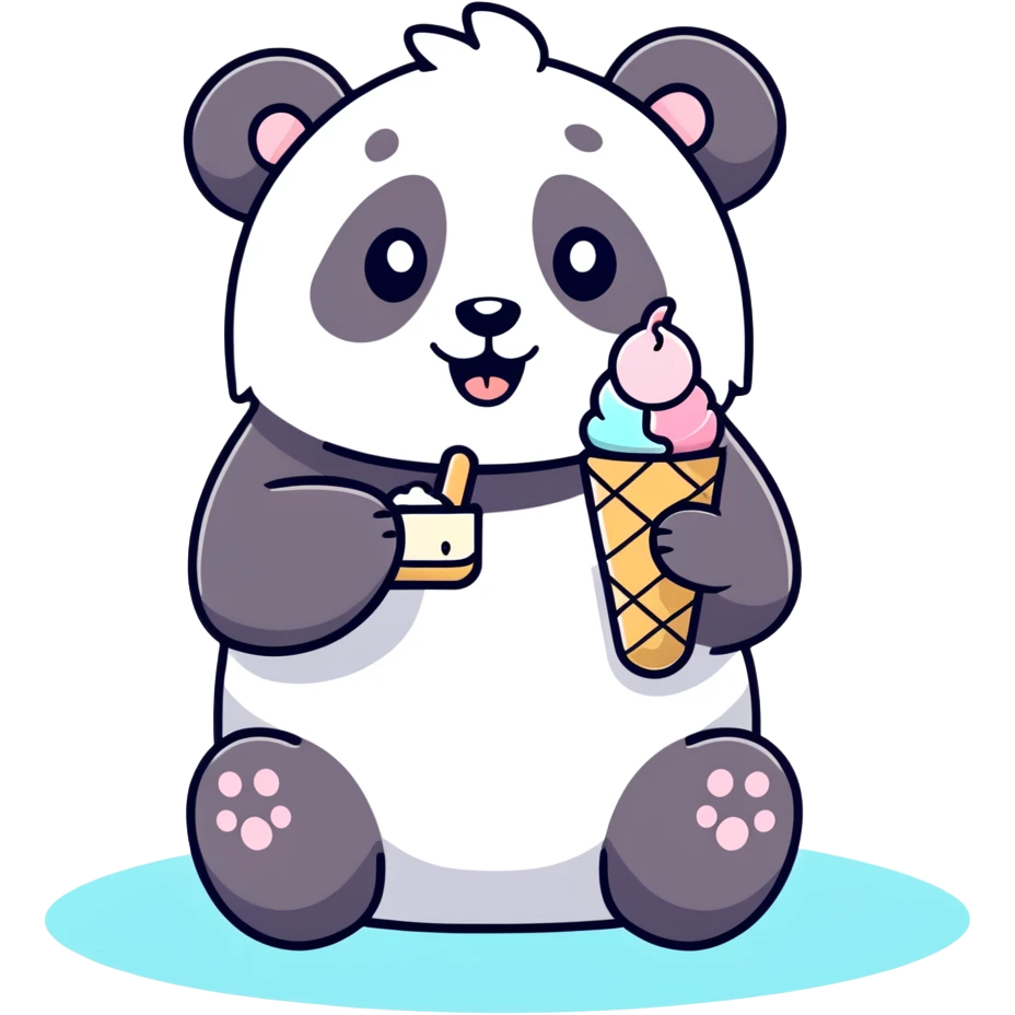 Panda eating ice cream emoji