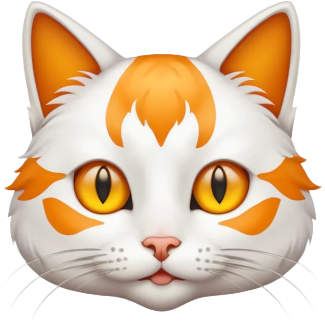 a cat that is a mixture of white and orange, with yellow eyes emoji