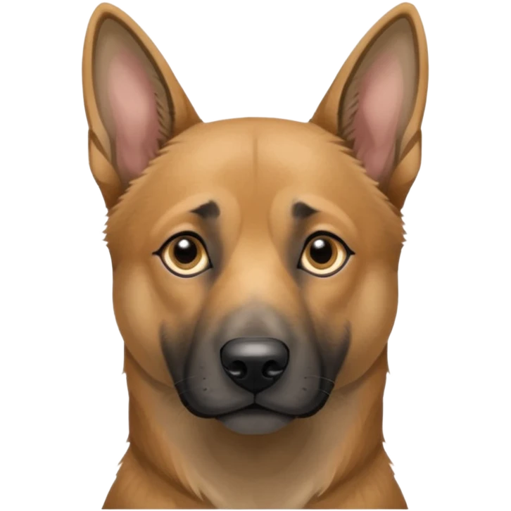 chien Malinois croisé, couleur grise, yeux gris et poils mi long emoji