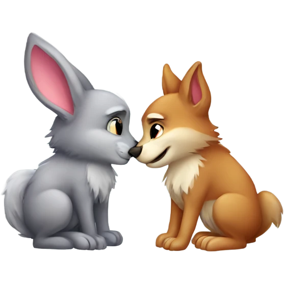 Bunny and wolf in love emoji