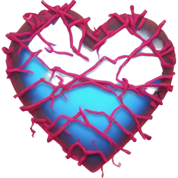 neon broken heart emoji