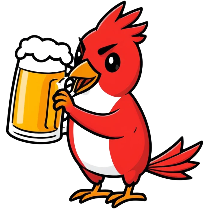 Cardinal chugging a beer emoji