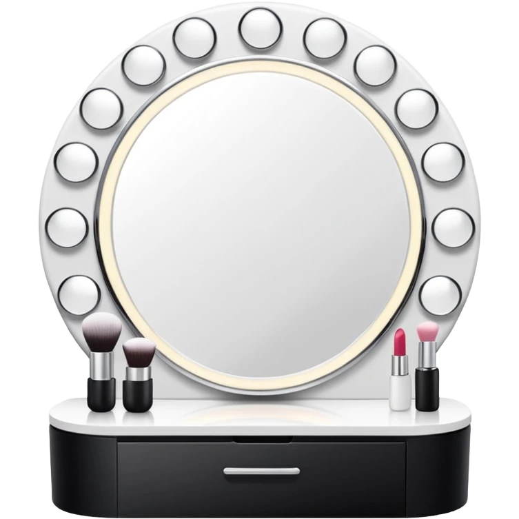 White makeup  vanity with led mirror  emoji