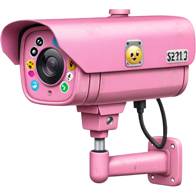 Security Camera pink with stickers 812 emoji