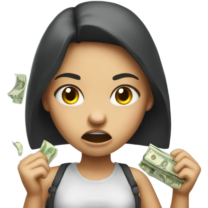 a girl being angry with money emoji