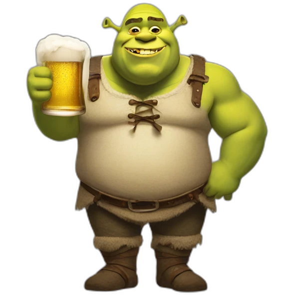 Full weight shrek with beer emoji