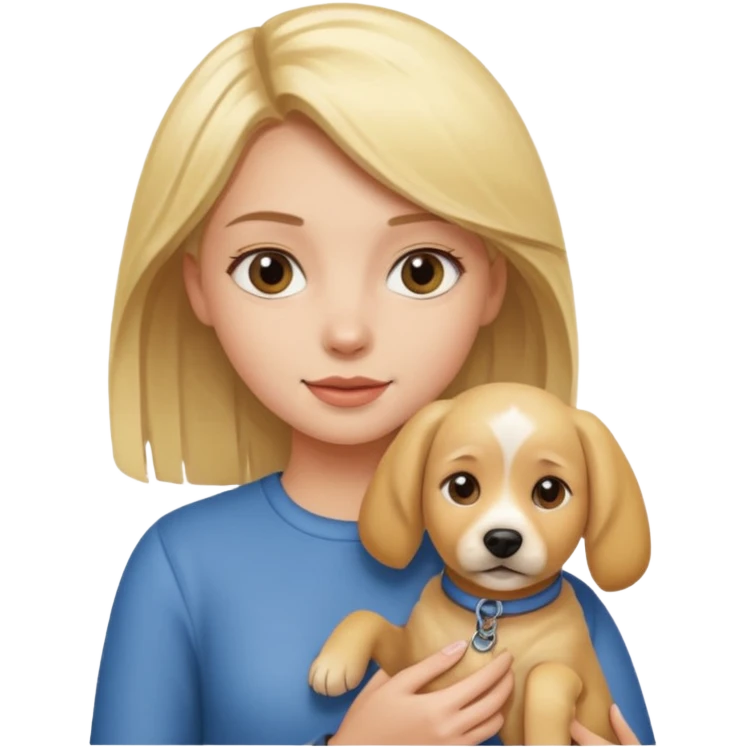 Девушка блондинка держит свою собачку emoji