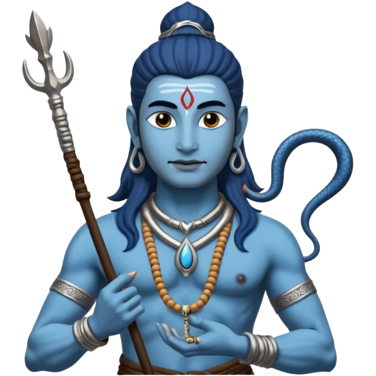 Mahadev real god  shiv not like cartoon  blue body and trishul and and had damru and nack around sanke  emoji