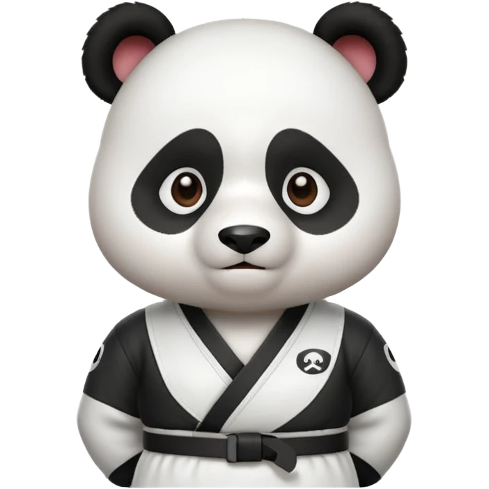 cute panda doing karate portrait, head and shoulders only, wearing white gi uniform, black belt visible, determined face, 3D cartoon, mobile game icon style, clean background, no text, no watermark
 emoji